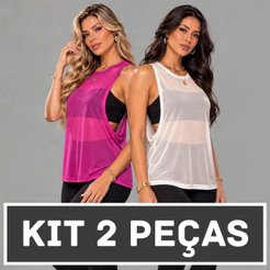 Kit 2 Blusas Regata Feminina Tule Moda Fitness Academia Colete Treino Tendência