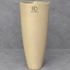 Vaso para Plantas Coluna Decoraçao casa Cone Ibiza Luxo Marmorizado 72x34 cm Leve e Resistente