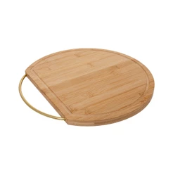 Tábua Redonda com Alça Nature 25cm Bambu Lyor para Servir Queijos Frios Petiscos Pães Café Manhã Mesa Posta Cozinha Casa