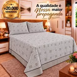 kit Lençol 3Pçs Percal 450 Fios Casal Queen Linha Luxo Premium