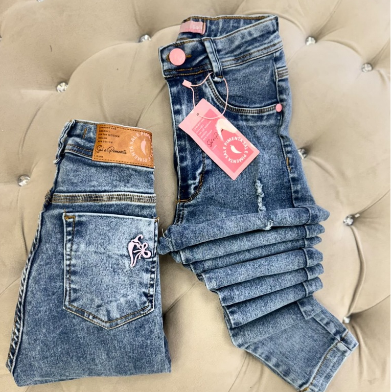CALÇA SAL E PIMENTA E 23 GRAUS Jeans Linha Premium Com Lycra Empina Bumbum Cintura Alta