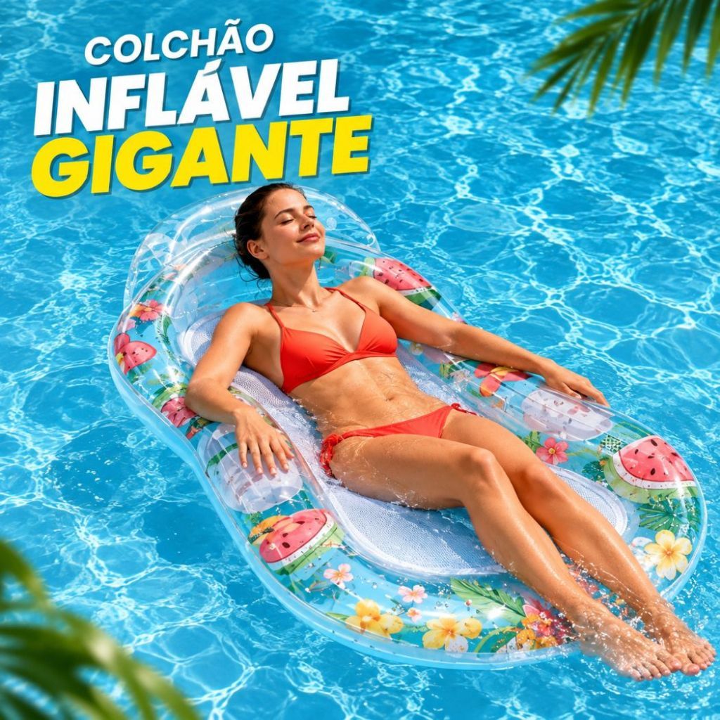 Boia Grande Colchão Para Piscina Verão 160x65cm Estampa Frutas
