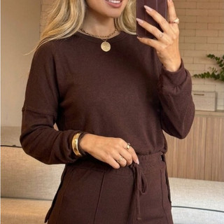 Conjunto Lanzinha  Meia estacao Conjunto feminino Frio 2 Pecas Inverno Blusa e Calca