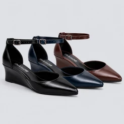 Scarpin Feminino Shekinah Salto Cunha Bico Fino Salomé Confortável Moda