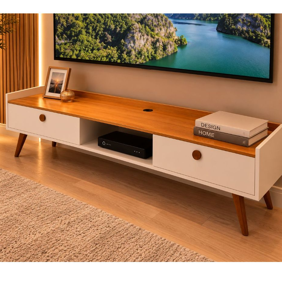 Rack Bancada Vegas / Miami - Portas Basculantes Com Pés Design Moderno Para Sala Ou Quarto- QUEIMA DE ESTOQUE