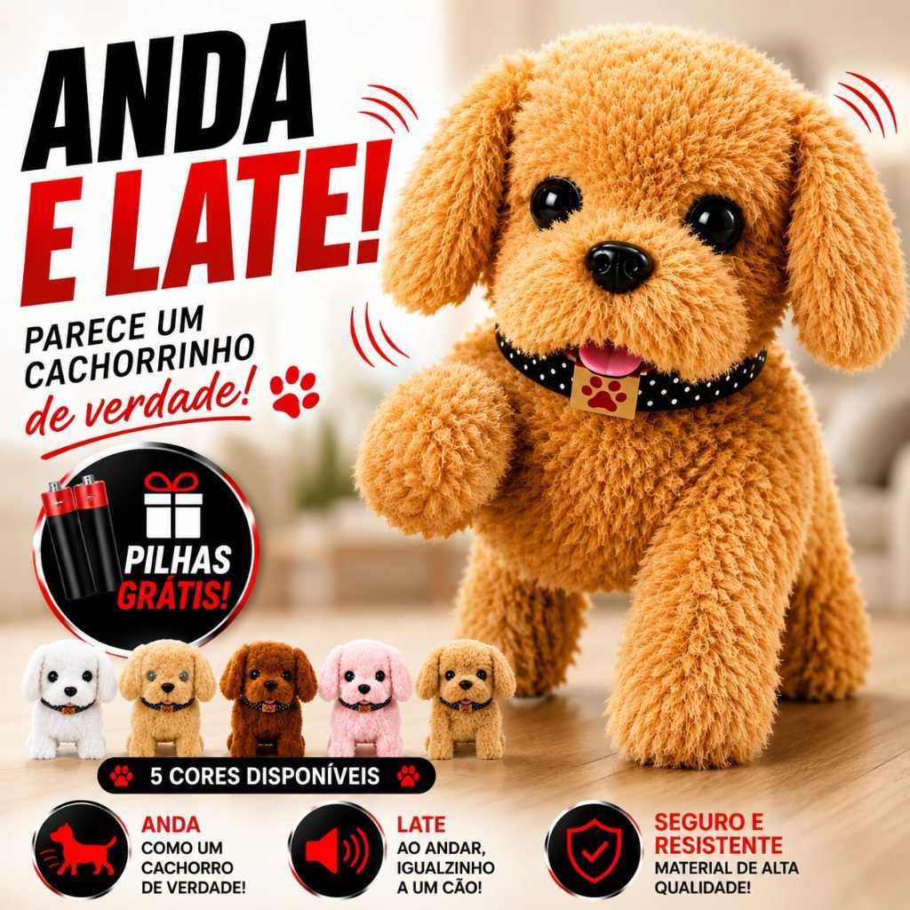 Brinquedo Cachorrinho Que Anda e Late Pelucia Infantil Com Som Divertido Toda Criança Vai Amar Com Pilhas Inclusas — imagem 2