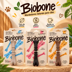 Mordedor Natural Para Cães Biobone Ossinho Pequeno Carne Cachorro Resistente Pet
