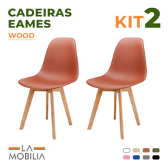 Kit 2 Cadeiras Charles Eames Wood Polipropileno Sala de Jantar