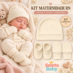 Kit Maternidade RN Touca Luva Sapatinho 100% Algodão Bebê Menino Menina Unisex