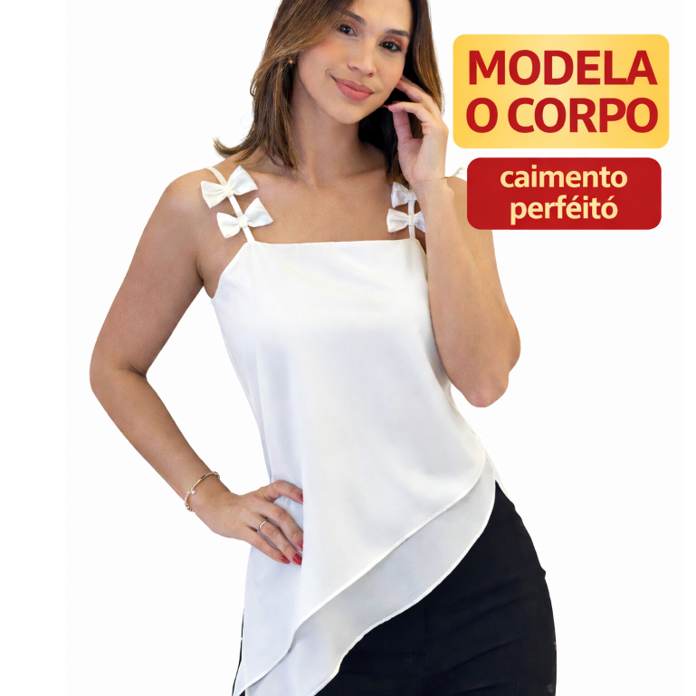 Blusa feminina estilosa de verão Blusa assimétrica Blusa Casual