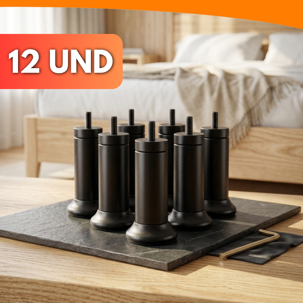 Kit 12 Pés Cama Box De 12cm Universal Com Parafuso Pezinho Plástico Reforçado Mais Altura