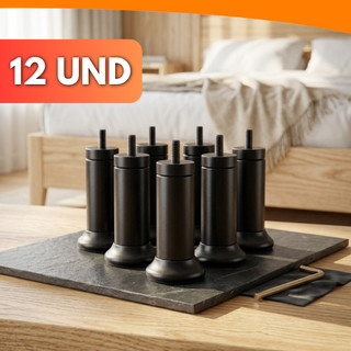 Kit 12 Pés Cama Box De 12cm Universal Com Parafuso Pezinho Plástico Reforçado Mais Altura