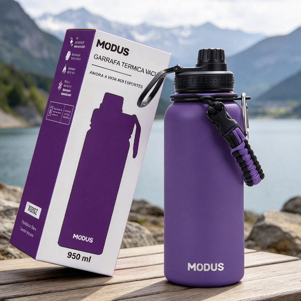 Modus Garrafa Térmica Esportiva 1000ml com Alça Portátil Tampa Antivazamento para Academia e Outdoor