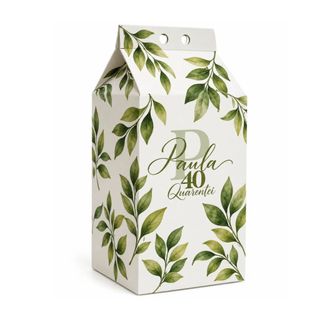 Caixinha Milk Personalizada Floral Verde | Festa de Aniversário, Bodas de Ouro, Prata e Casamento