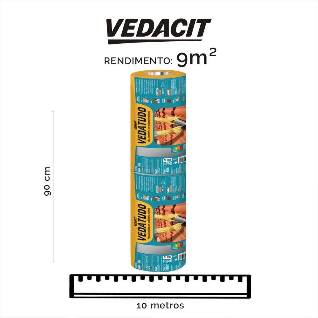 Fita Multiuso Vedacit Veda Tudo Fita Multiuso Adesiva Alta Aderência Fita Multiuso 90cm x 10m Impermeável Versátil — imagem 2 de 2