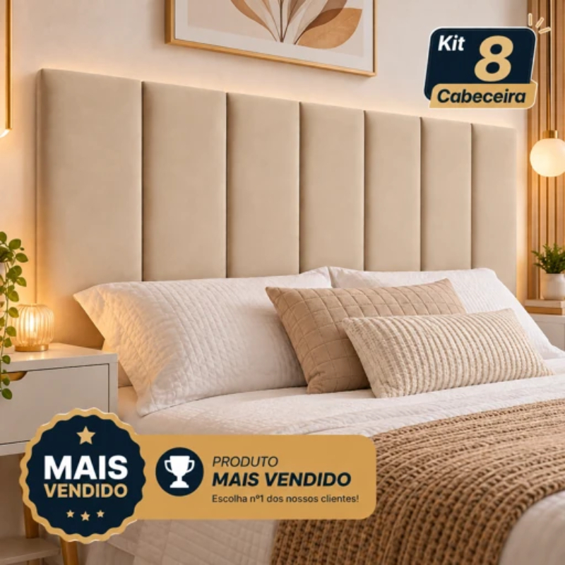 Kit 8 Cabeceiras de Cama Queen Box Modular e Estofada 45x20cm