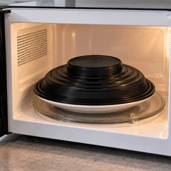 Tampa Protetora Para Micro-ondas 25,5cm Anti Respingo Alimentos Prato BPA Free Preta