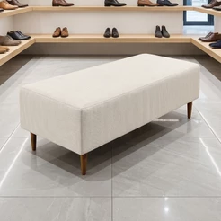 Puff Decorativo Sala de Estar Bali W01 Pés Palito 120x50 cm Linho Cru - Lyam Decor