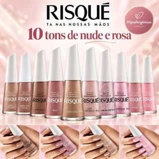 Esmalte Risque Kit com 10 cores tons Nude e Rosa - Risqué Delicada
