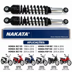 Par Amortecedor Traseiro Honda Biz 125 98 99 2000 2001 2002 2003 2004 2005 2006 2007 2008 2009 À 2019 Nakata Am1025
