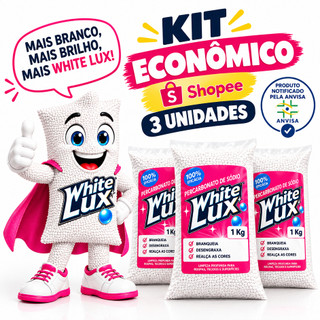 Percarbonato de sodio  Alvejante Whitelux 500g 1kg 2kg 3kg  Tira Manchas Sem Cloro, Roupas Brancas e Coloridas