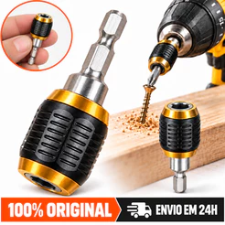 Adaptador Mandril Magnético Engate Rápido 1/4 6,35mm 60mm Hexagonal Troca Rápida Bits Brocas Furadeira Parafusadeira