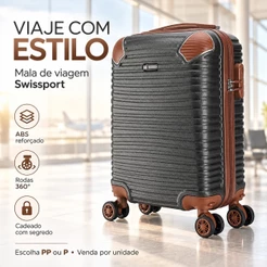 Mala Pequena de Viagem Anti Furto Roda 360° ABS Swissport
