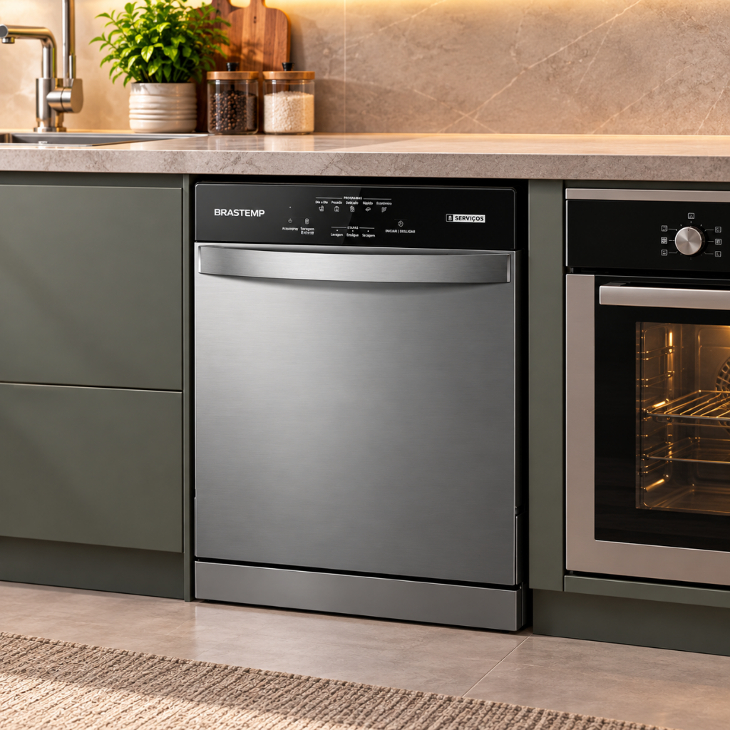 Lava Louças Brastemp 8 Serviços BLF08BS Cinza Metálico Compacta