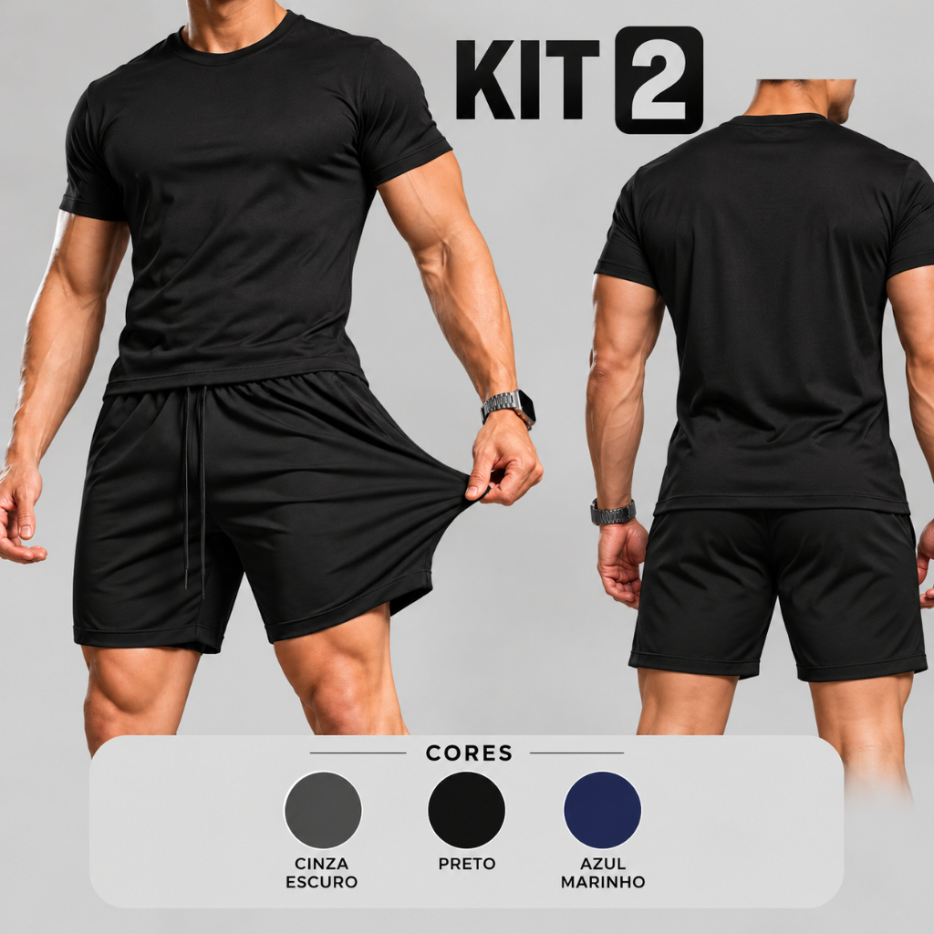 Kit 2 Shorts Bermuda Masculina Tactel Elastano Confortável