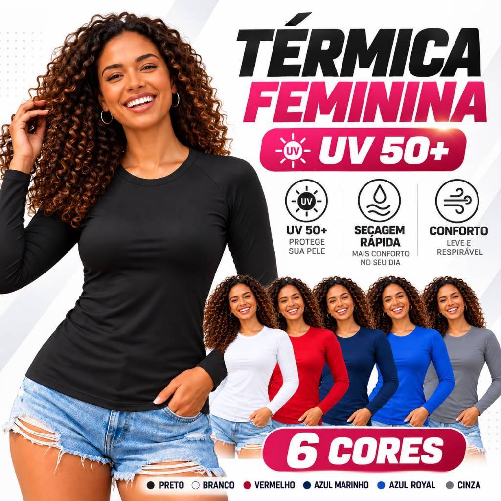 Blusa Térmica Feminina Com Proteção Solar Uv 50+