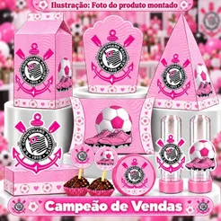 Kit Festa 180/90 Itens Personalizados Lembrancinhas Corinthians Rosa