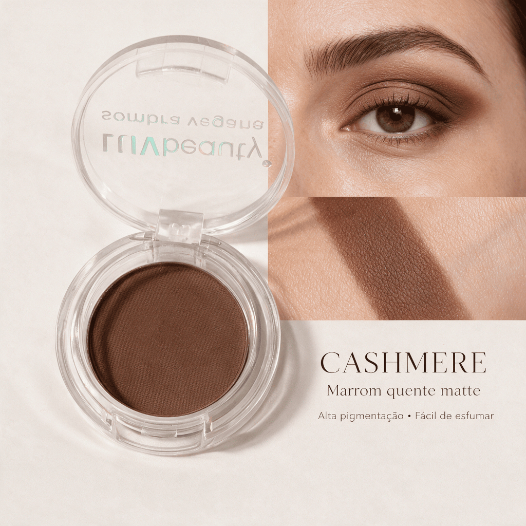 Sombra Unitária Cashmere Luv Beauty | Marrom Quente Matte, Alta Pigmentação, Fácil de Esfumar e Vegana