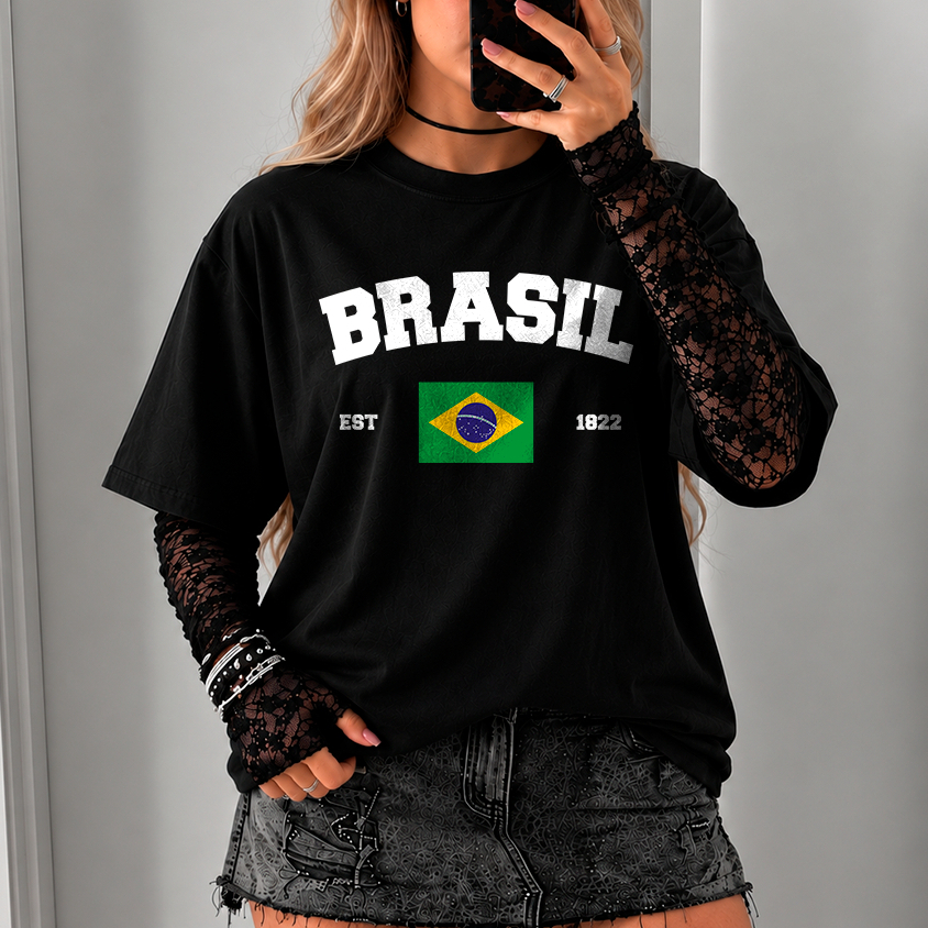 Camiseta Oversized ou Básica Brasil Copa do Mundo 2026 Rumo ao Hexa StreetWear Futebol Brasilidade