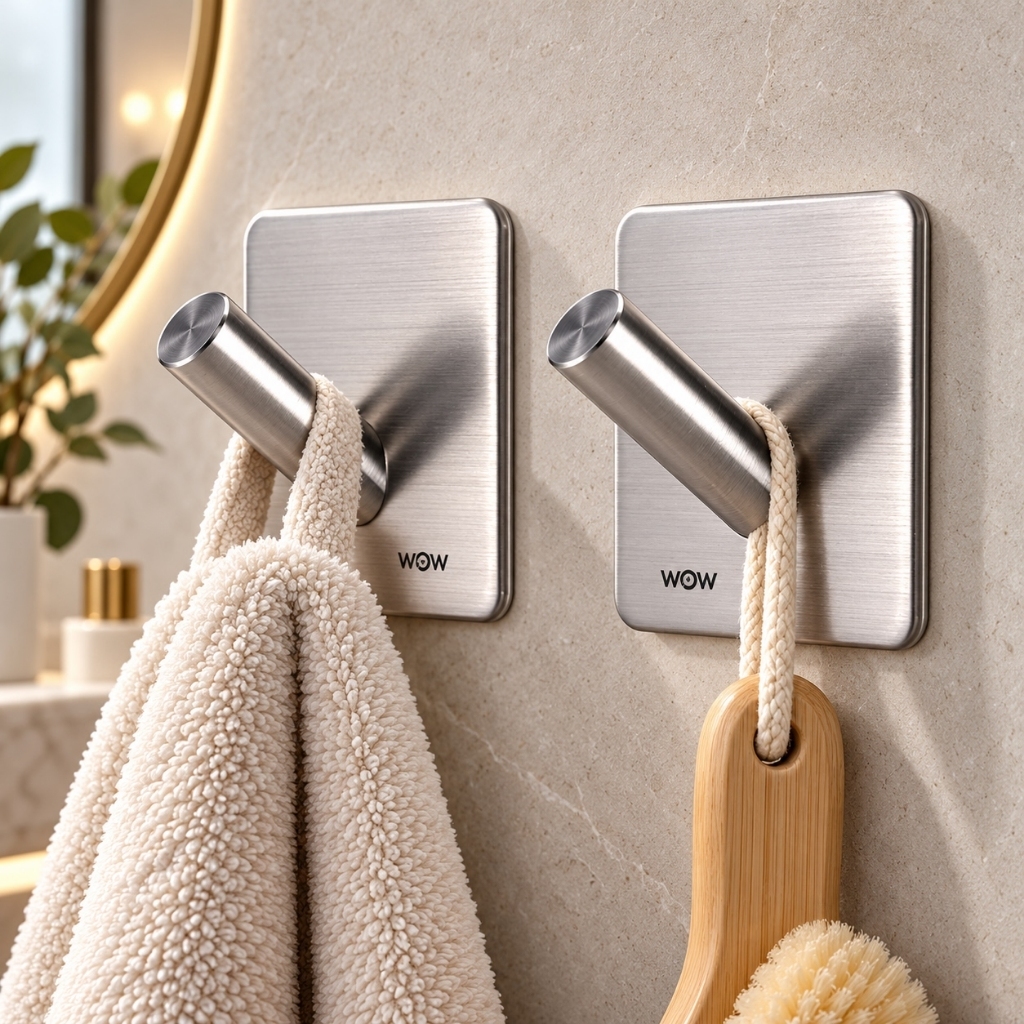 Gancho De Parede Inox Adesivo Pendurar Roupas Chaves 2 Pçs