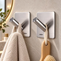 Gancho De Parede Inox Adesivo Pendurar Roupas Chaves 2 Pçs