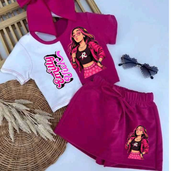 CONJUNTO EMILY VICK INFANTIL E JUVENIL BLUSA +SHORT SAIA