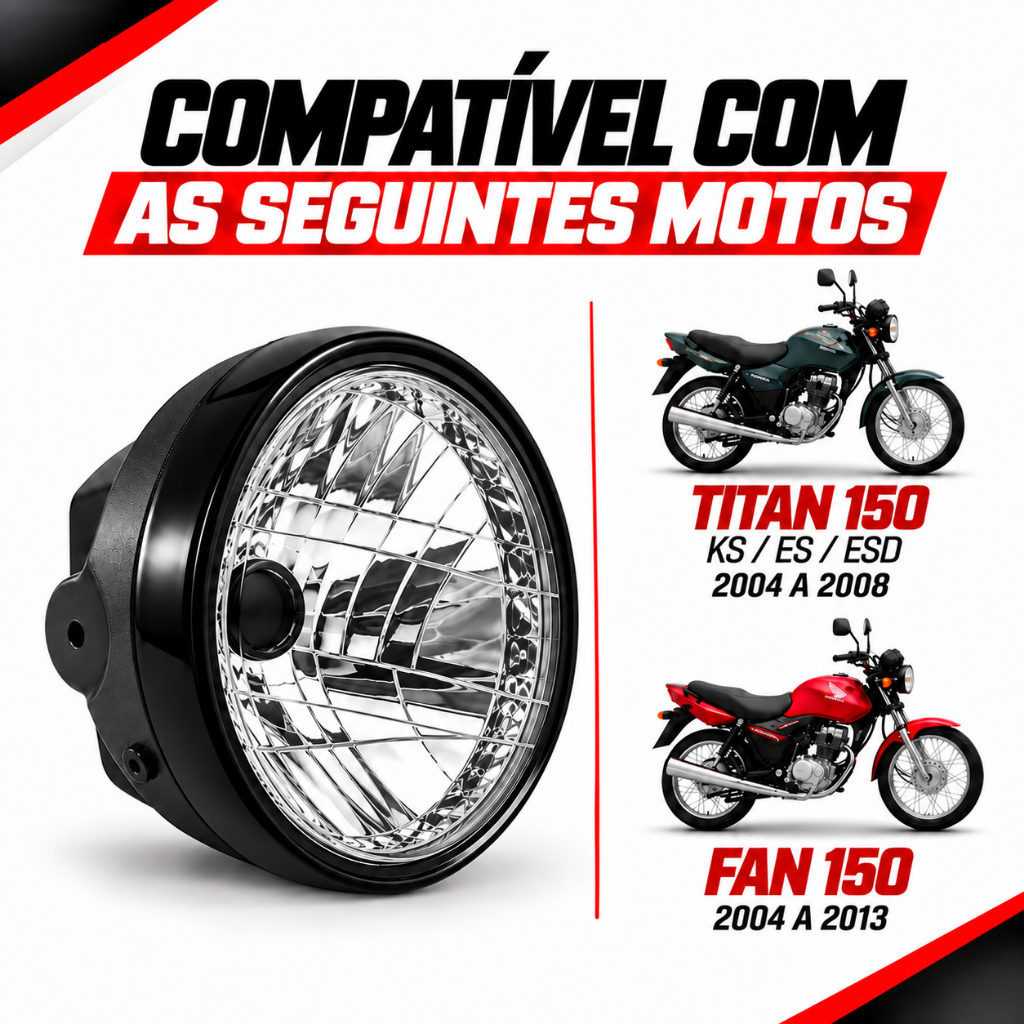 Farol Completo Cg Titan 150 2004 A 2008 Fan 150 2004 A 2013 — imagem 2 de 2