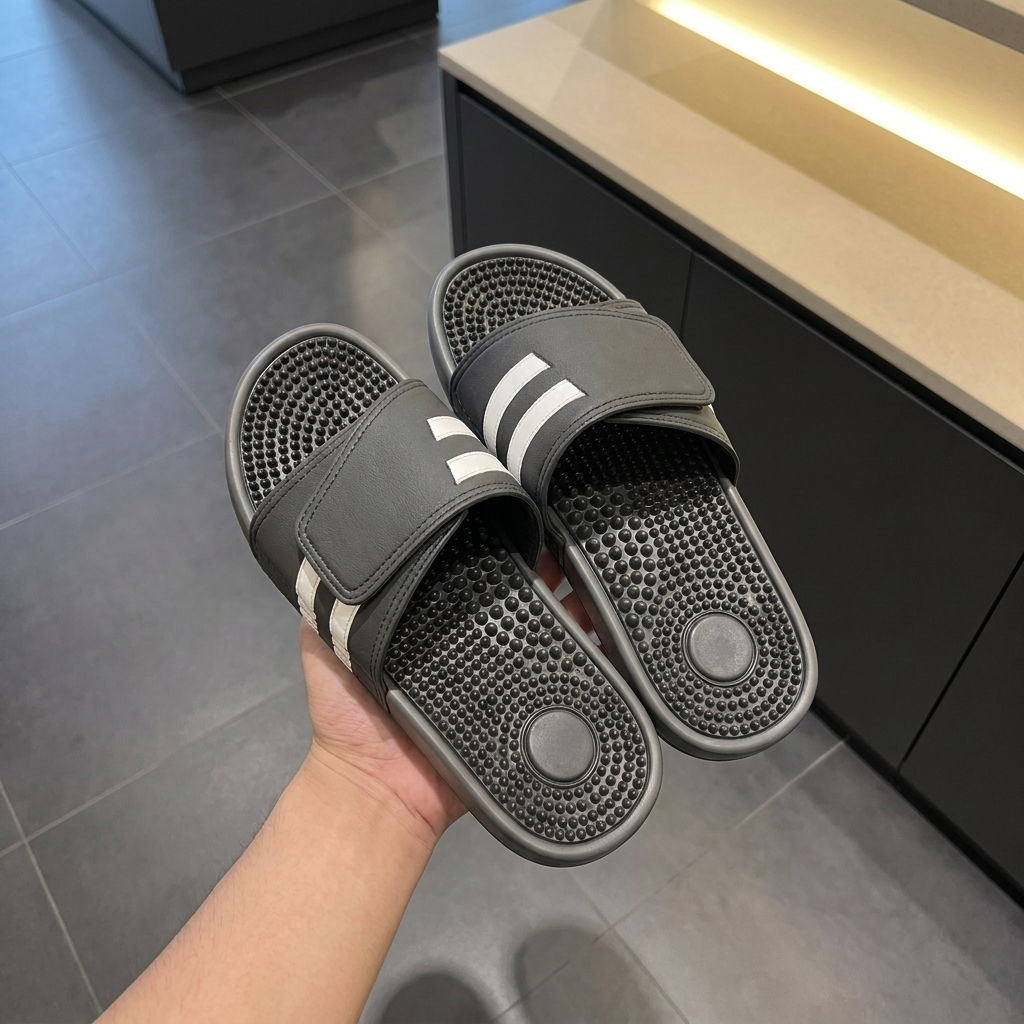 Chinelo Slide Masculino Feminino Cinza Massageador Ajustável Confortável Antiderrapante Casual