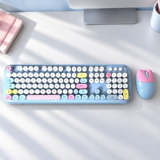 Kit Teclado e Mouse Sem Fio MOFii 2.4GHz ABNT2 Português com Ç Azul