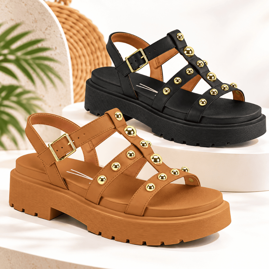 Sandália Feminina Vizzano Plataforma Papete Strass Anabela Original Confortável