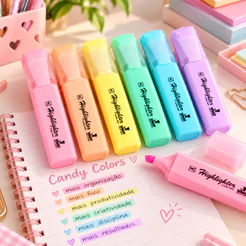 Marcador de Texto Marca Texto Colorido Candy Colors Metalizado Neon Escritório Kit Material Escolar