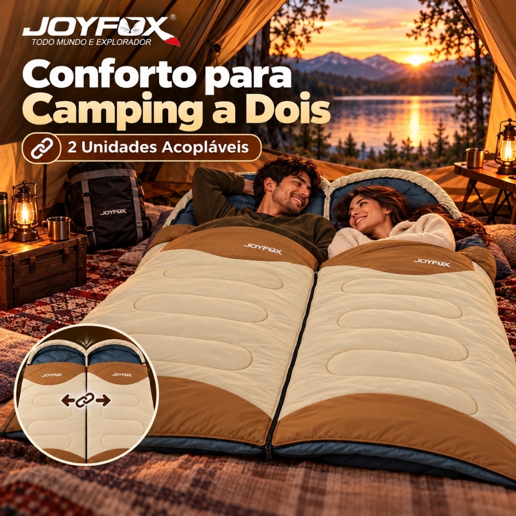 Saco de Dormir Camping Adulto Joyfox com Capuz 190x75cm Bolsa Compressão JOYFOX