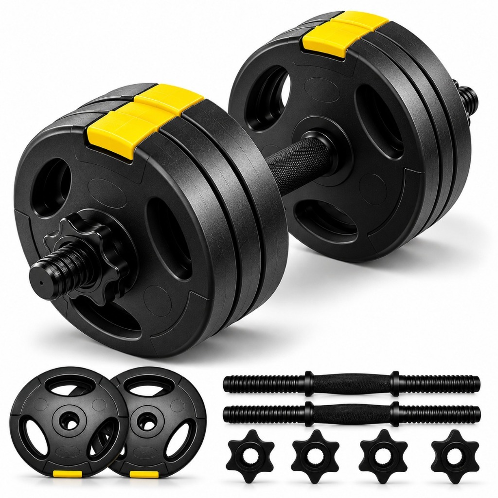 Kit Halteres Musculação Ajustável com Barra até 30kg Bonafit – Segurança Para Treino em Casa, Peso Variado 10kg a 30kg