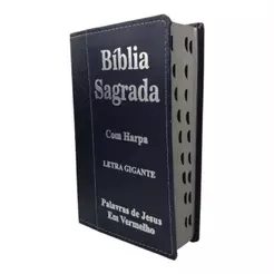 Bíblia Sagrada Tamanho Grande Com Harpa Palavras de Jesus em vermelho Faixa Azul