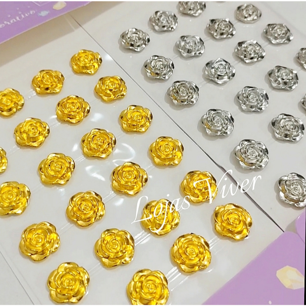 Aplique De Rosas Strass Adesivo 1,6cm - 24 Unidades em Oferta na Shopee