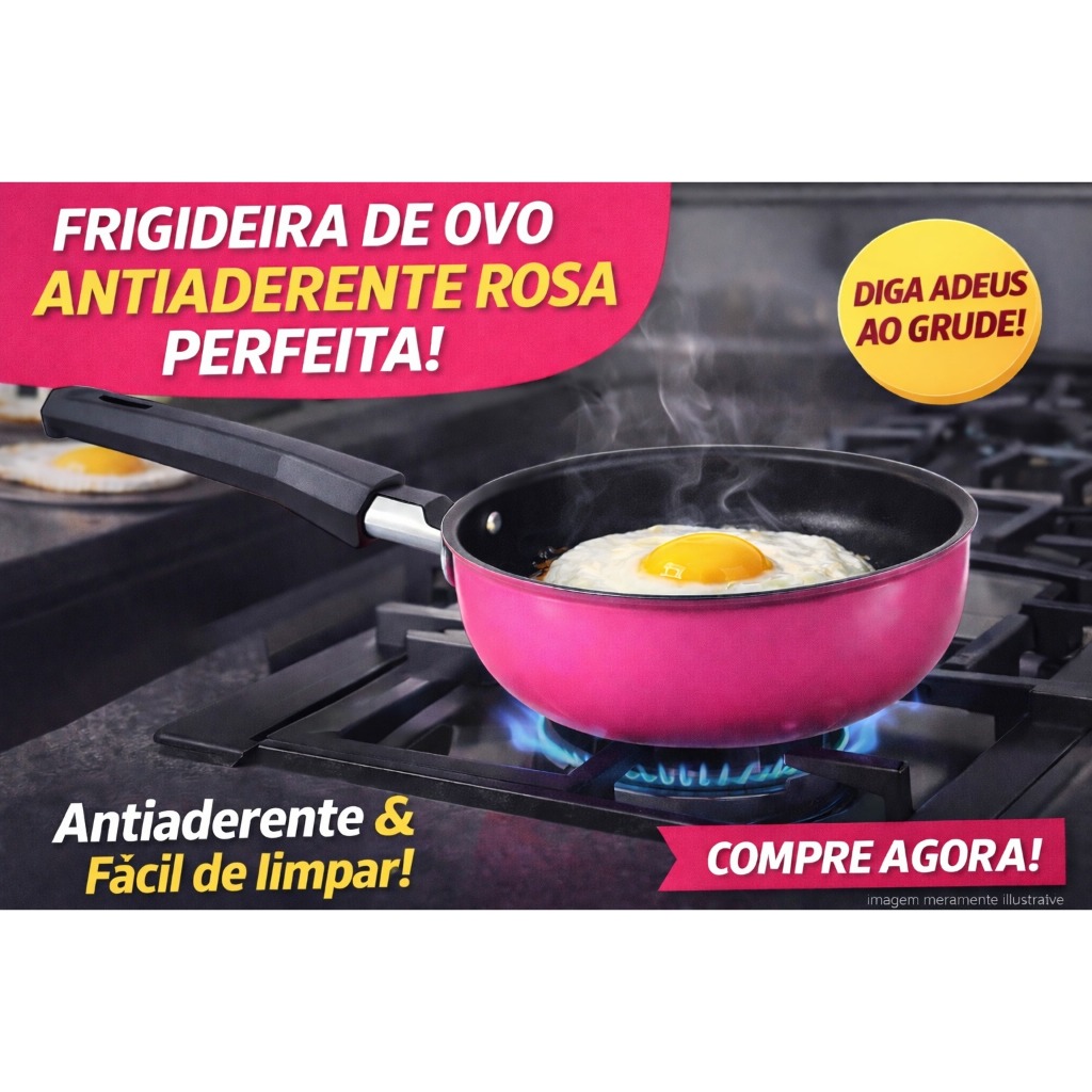 Frigideira de Ovo Anteaderente Rosa em Oferta na Shopee