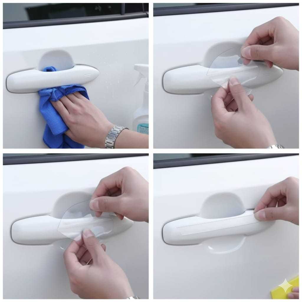 Protetor de Quina de Porta PPF + Maçaneta Resinada Automotiva Kit Completo 12 Peças