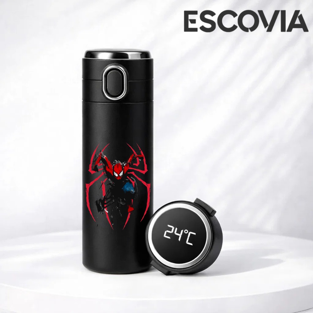 Garrafa Térmica Aço Inoxidavel Spiderman Homen Aranha L1 com Termômetro Digital 420ml em Oferta na Shopee