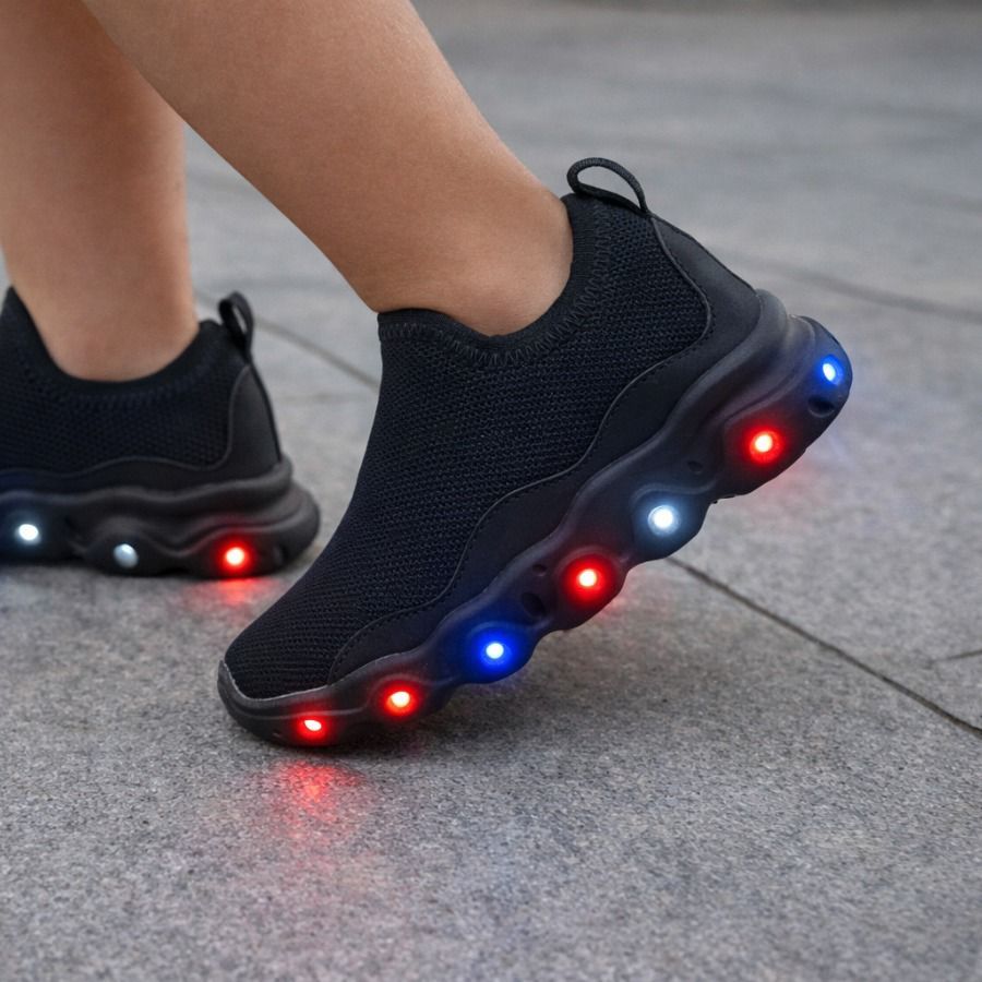 Tênis Infantil LED Unissex com Luz que Pisca ao Andar Confortável