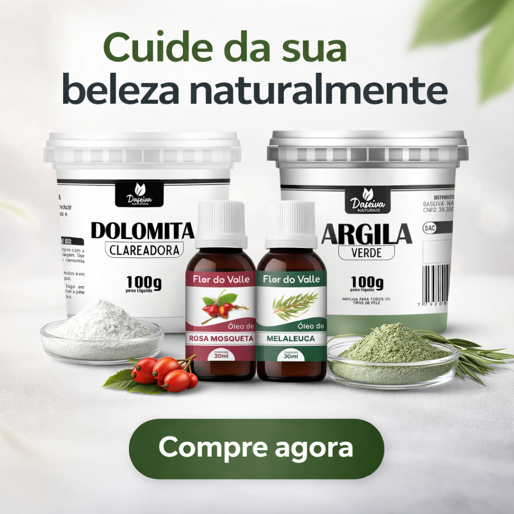 Kit Skincare pele facial Dolomita Clareadora e Argila Verde 100g pote mais Óleos Vegetal Rosa Mosqueta e Melaleuca 30ml